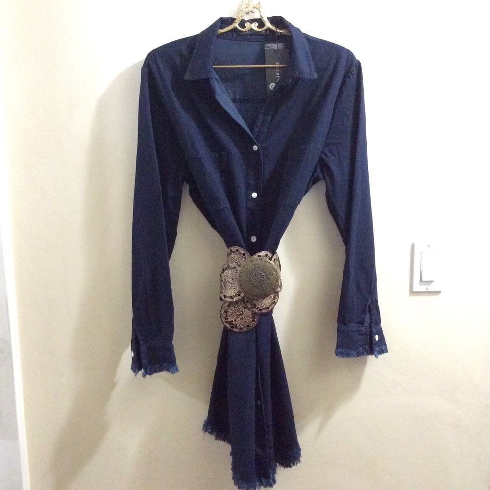 NWT Zilcremo long denim shirt dress